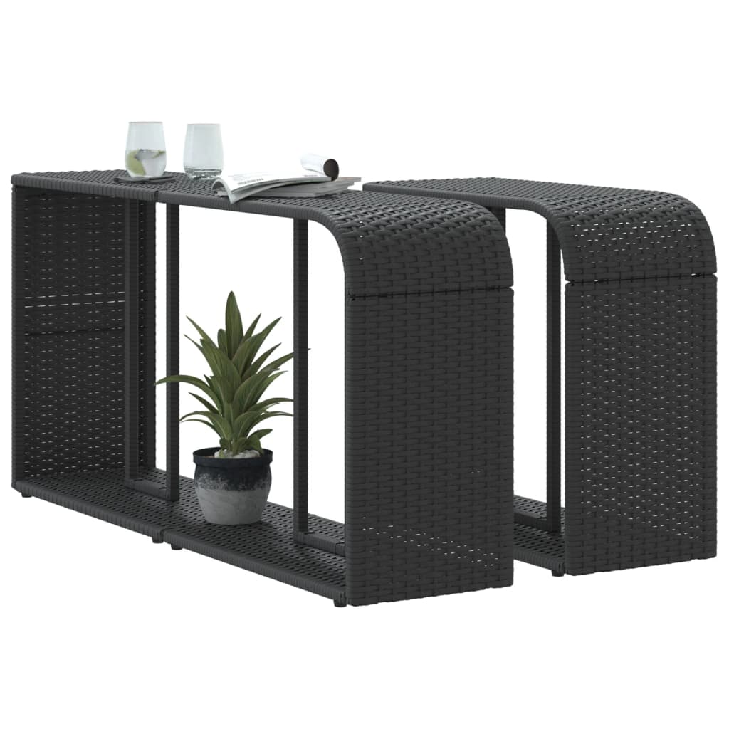 Scaffali Portaoggetti 2 pz in Polyrattan Nero - homemem39