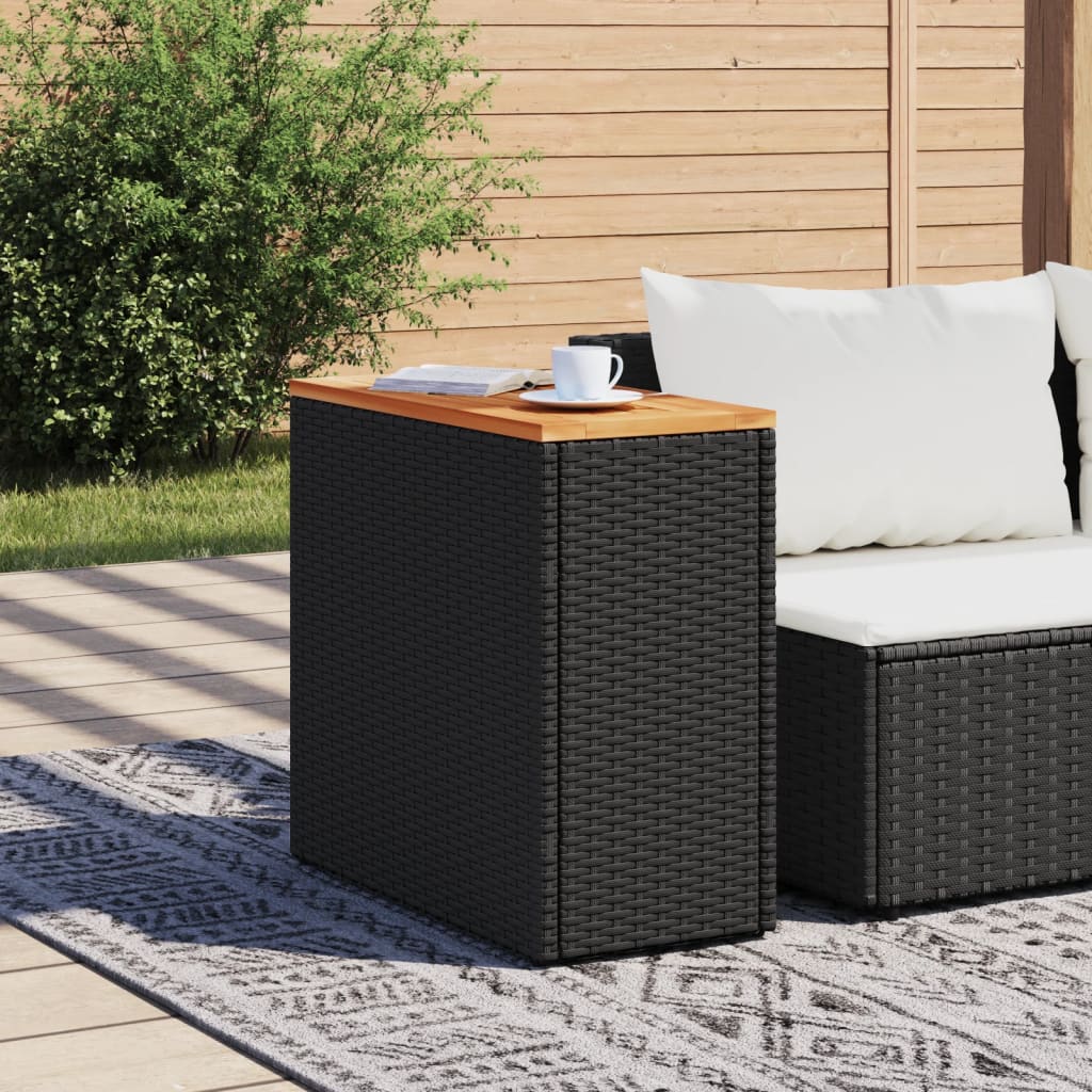 Tavolo da Giardino Piano in Legno Nero 58x27,5x55 cm Polyrattan - homemem39