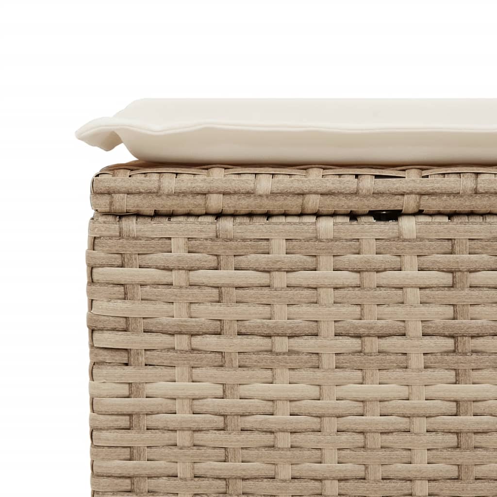 Sgabello Giardino con Cuscino Beige 55x55x37 cm in Polyrattan