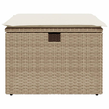 Sgabello Giardino con Cuscino Beige 55x55x37 cm in Polyrattan