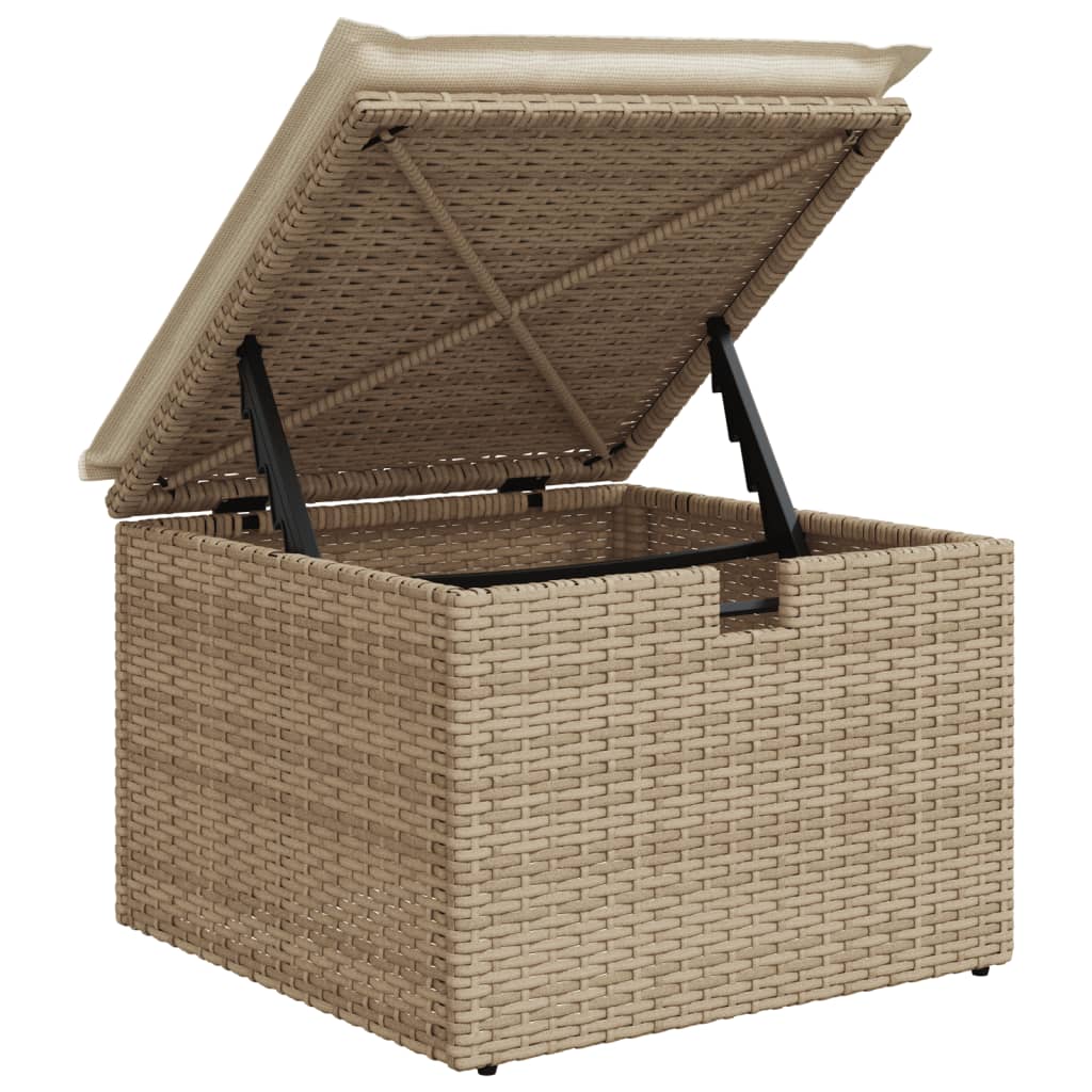 Sgabello Giardino con Cuscino Beige 55x55x37 cm in Polyrattan