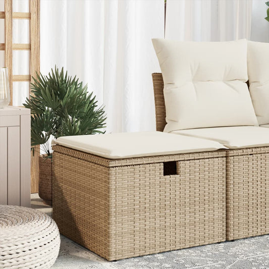 Sgabello Giardino con Cuscino Beige 55x55x37 cm in Polyrattan