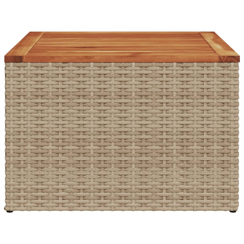 Tavolo da Giardino Beige 55x55x37 cm Polyrattan e Legno Acacia