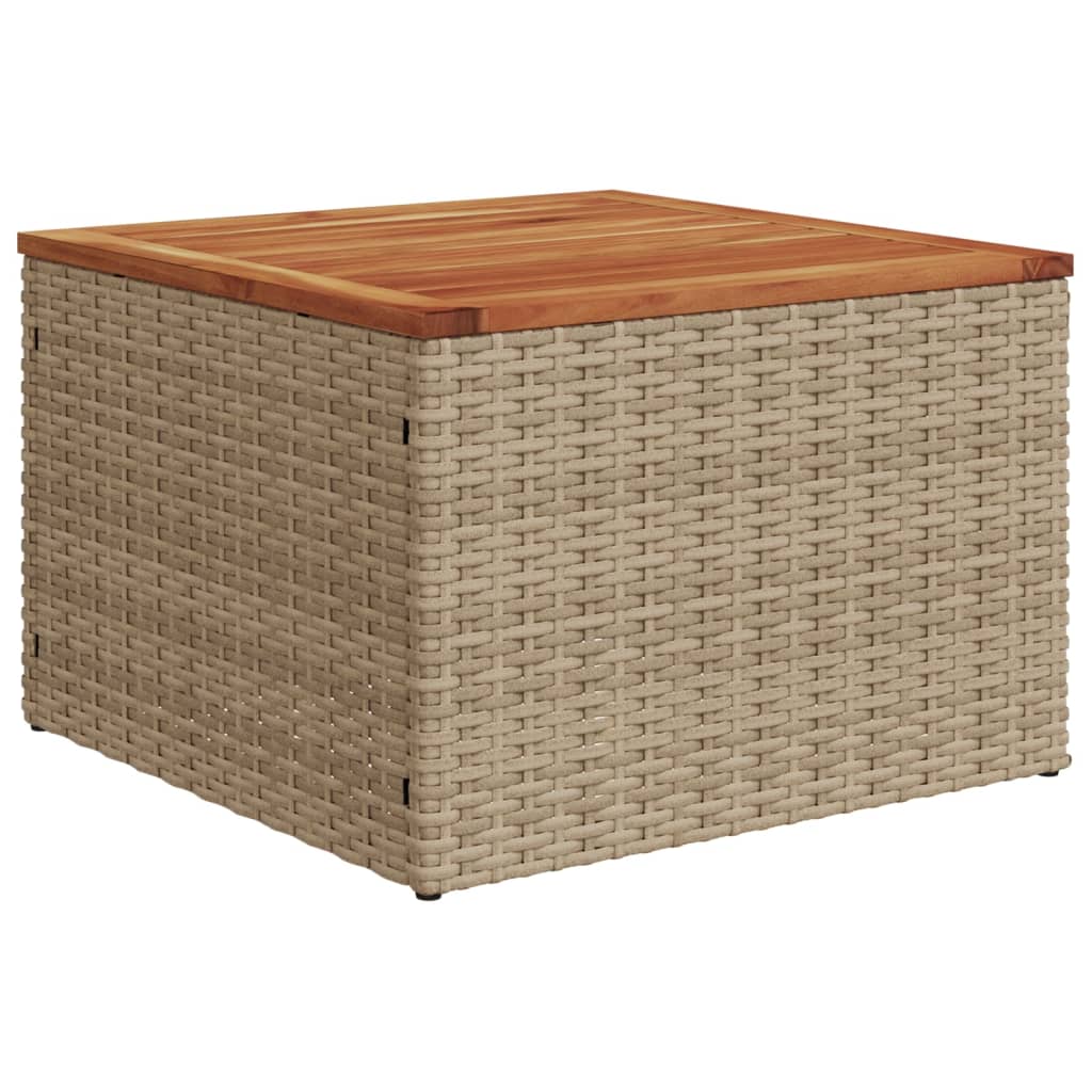 Tavolo da Giardino Beige 55x55x37 cm Polyrattan e Legno Acacia - homemem39