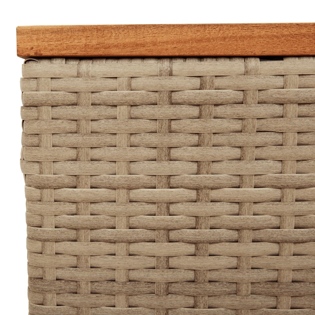 Tavolo da Giardino Beige 55x55x37 cm Polyrattan e Legno Acacia - homemem39