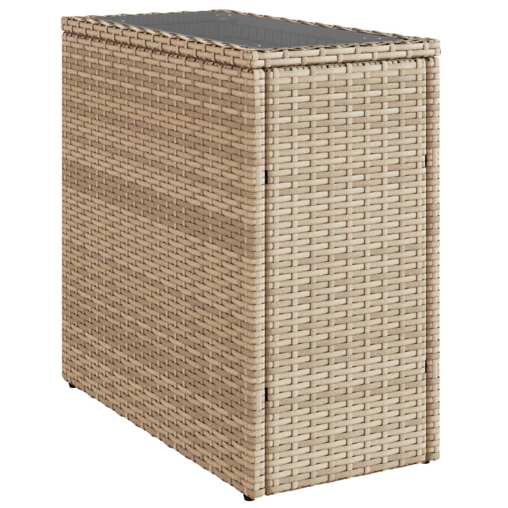 Tavolino da Giardino Piano Vetro Beige 58x27,5x55 cm Polyrattan - homemem39