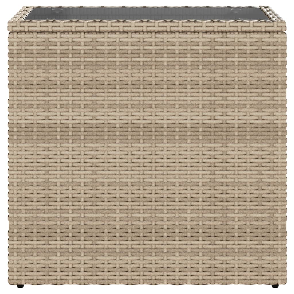 Tavolino da Giardino Piano Vetro Beige 58x27,5x55 cm Polyrattan - homemem39