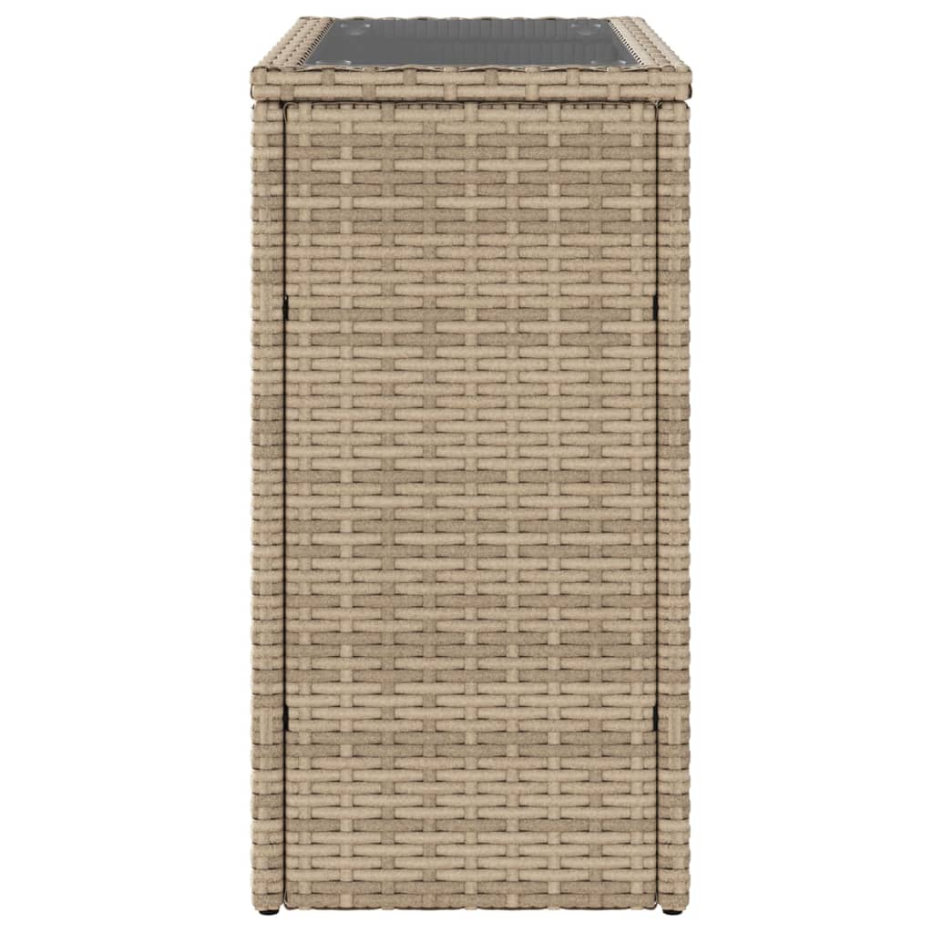 Tavolino da Giardino Piano Vetro Beige 58x27,5x55 cm Polyrattan - homemem39