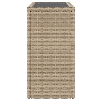 Tavolino da Giardino Piano Vetro Beige 58x27,5x55 cm Polyrattan