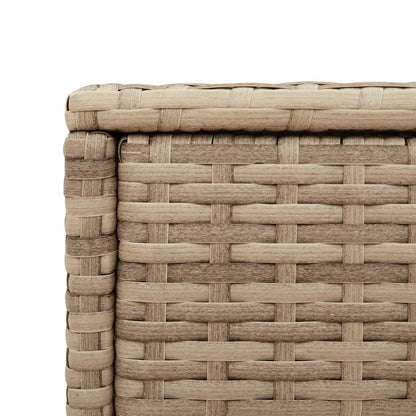 Tavolino da Giardino Piano Vetro Beige 58x27,5x55 cm Polyrattan