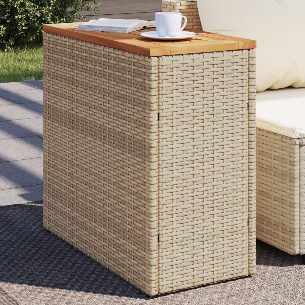 Tavolo da Giardino Piano in Legno Beige 58x27,5x55cm Polyrattan - homemem39