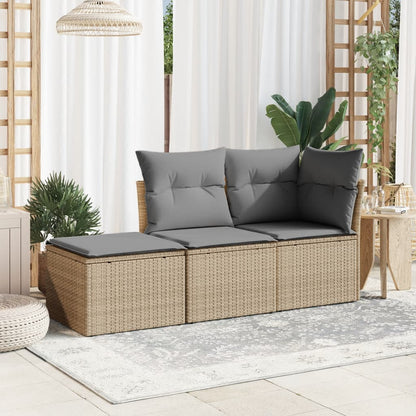 Sgabello Giardino con Cuscino Beige 55x55x37 cm in Polyrattan - homemem39