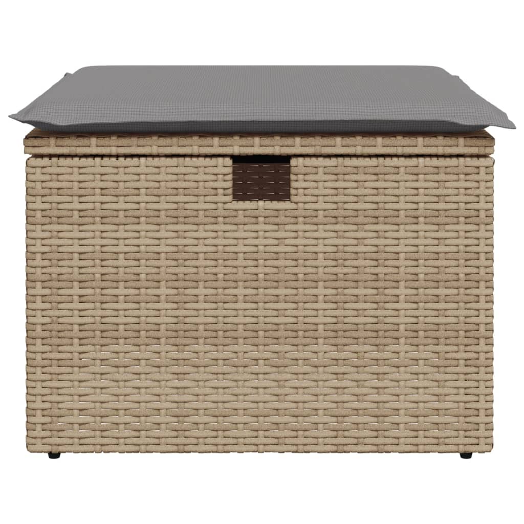 Sgabello Giardino con Cuscino Beige 55x55x37 cm in Polyrattan