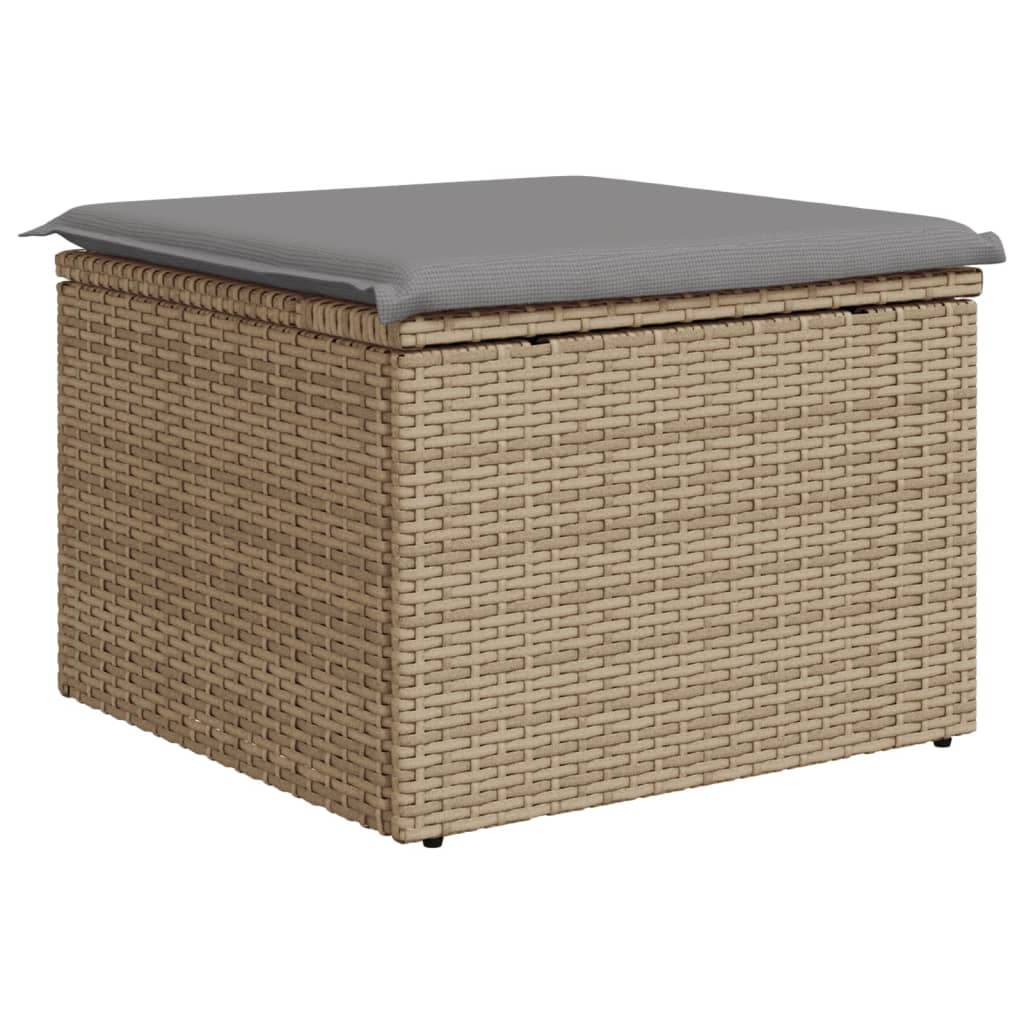 Sgabello Giardino con Cuscino Beige 55x55x37 cm in Polyrattan