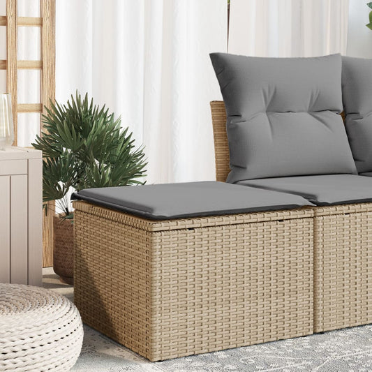 Sgabello Giardino con Cuscino Beige 55x55x37 cm in Polyrattan