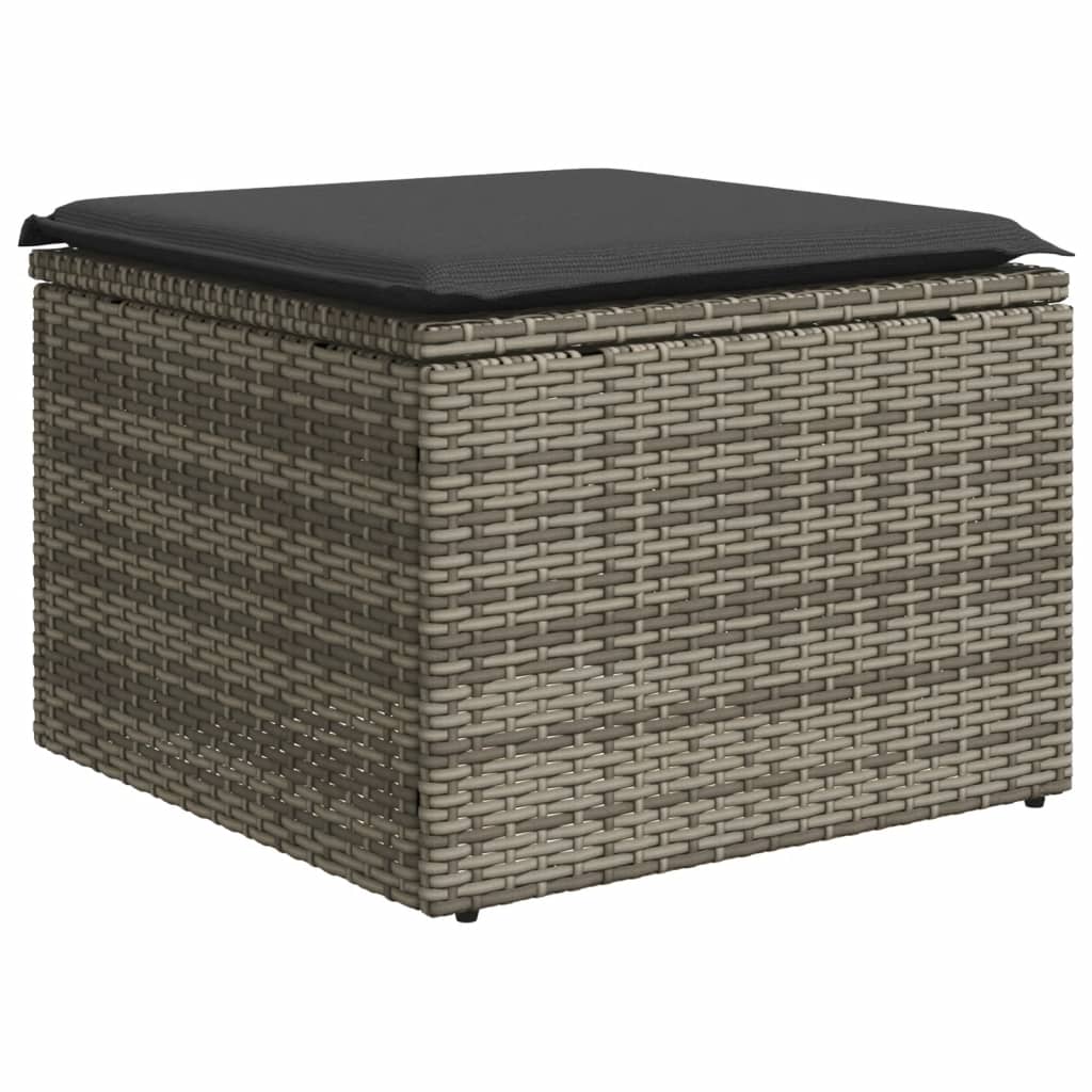 Sgabello Giardino con Cuscino Grigio 55x55x37 cm in Polyrattan - homemem39