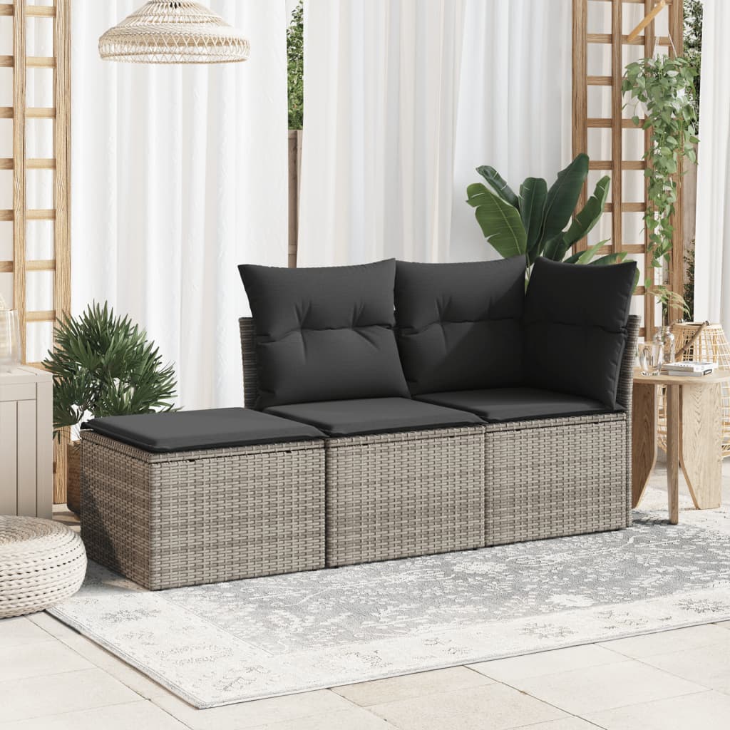 Sgabello Giardino con Cuscino Grigio 55x55x37 cm in Polyrattan - homemem39