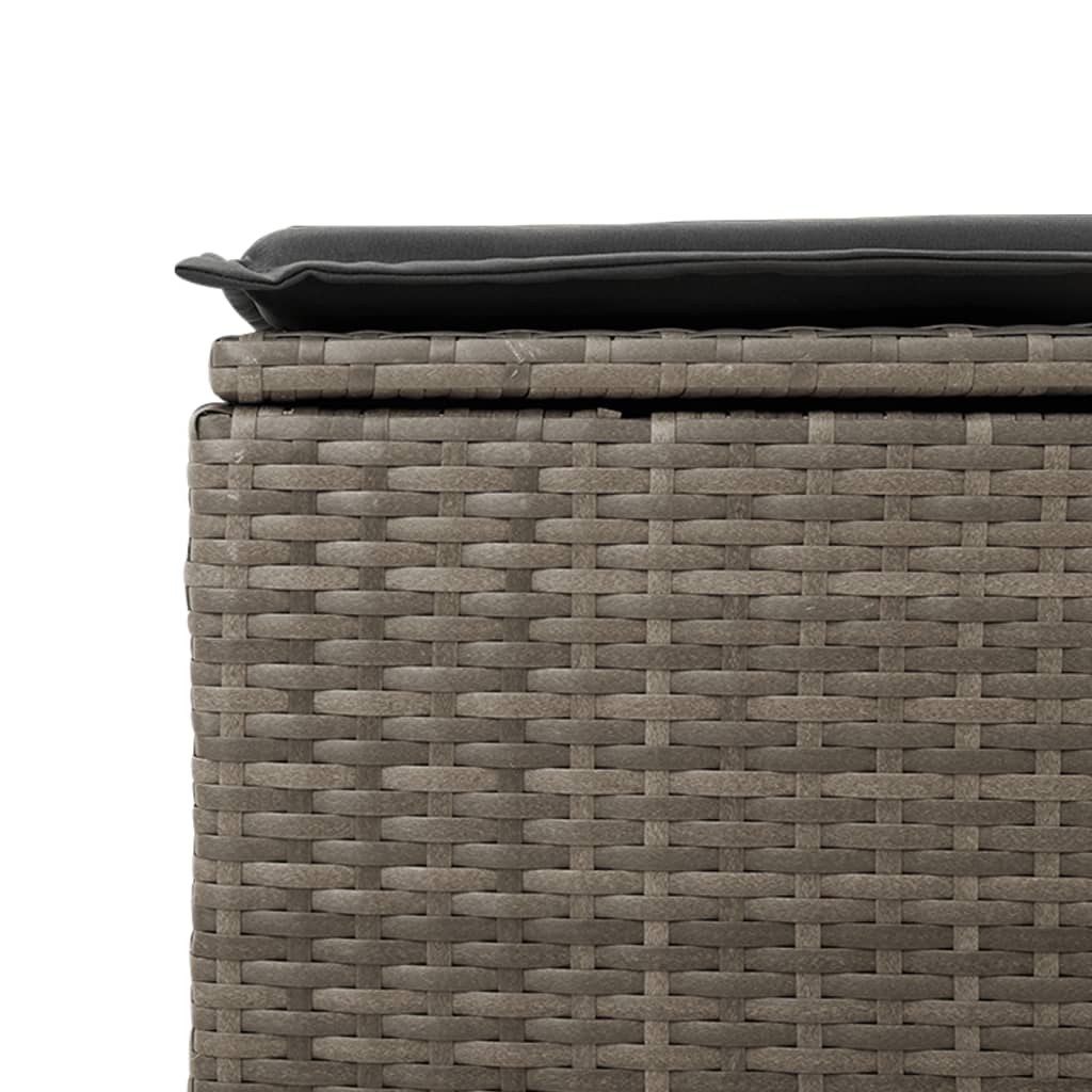 Sgabello Giardino con Cuscino Grigio 55x55x37 cm in Polyrattan - homemem39