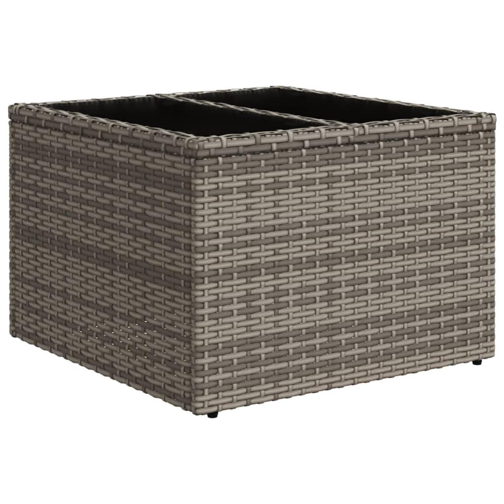 Tavolo da Giardino Piano in Vetro Grigio 55x55x37 cm Polyrattan - homemem39