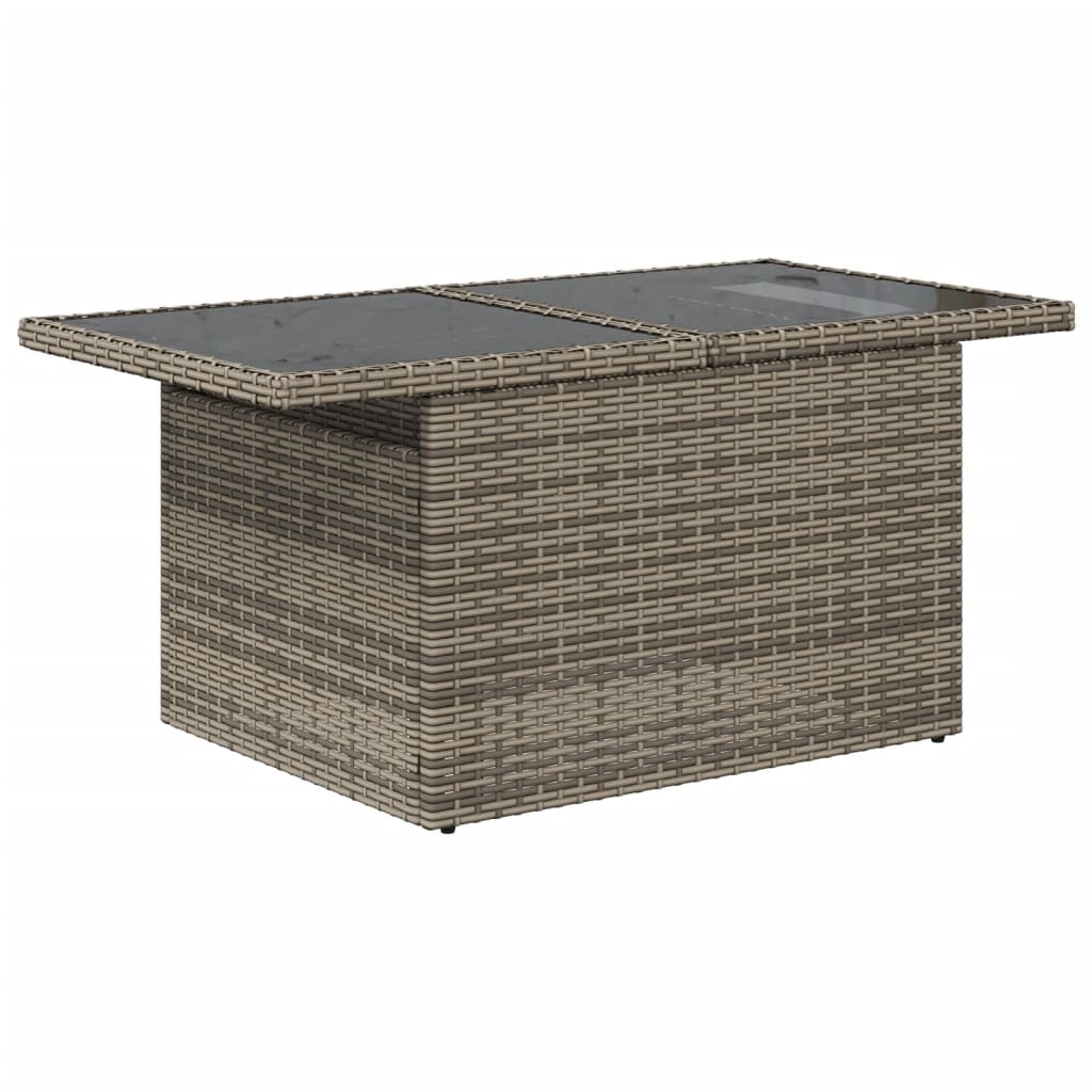 Tavolo da Giardino Piano in Vetro Grigio 100x55x73cm Polyrattan - homemem39