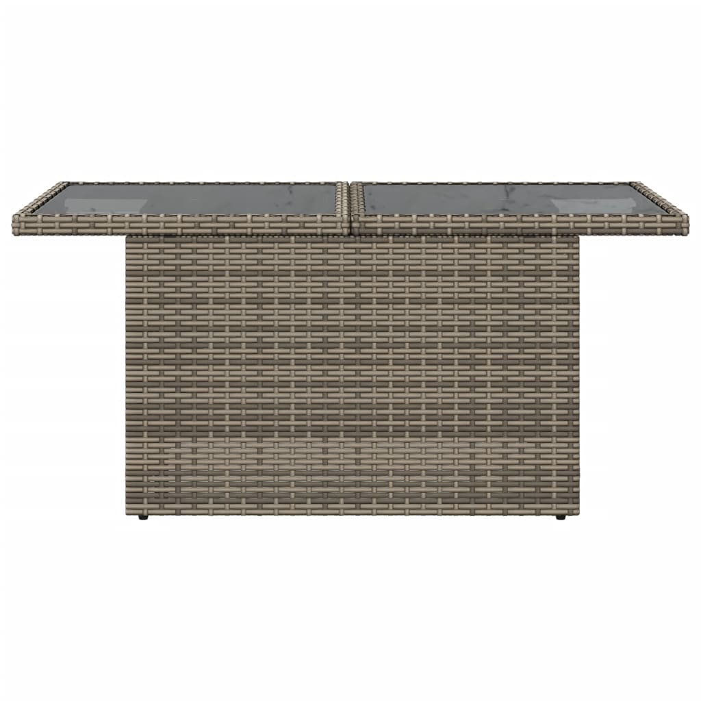 Tavolo da Giardino Piano in Vetro Grigio 100x55x73cm Polyrattan - homemem39