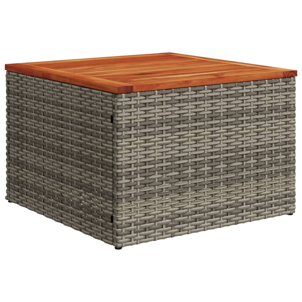 Tavolo da Giardino Grigio 55x55x37 cm Polyrattan e Legno Acacia - homemem39