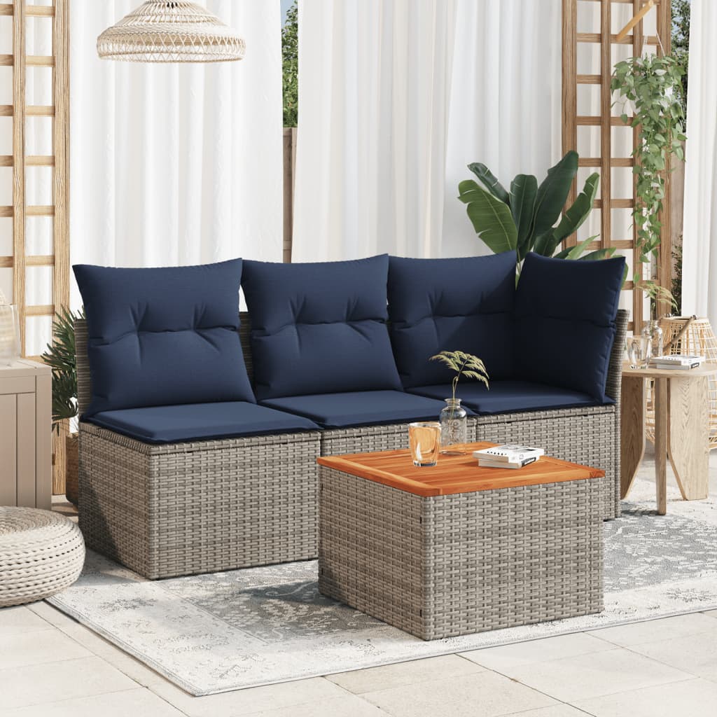 Tavolo da Giardino Grigio 55x55x37 cm Polyrattan e Legno Acacia - homemem39