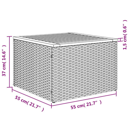 Tavolo da Giardino Grigio 55x55x37 cm Polyrattan e Legno Acacia