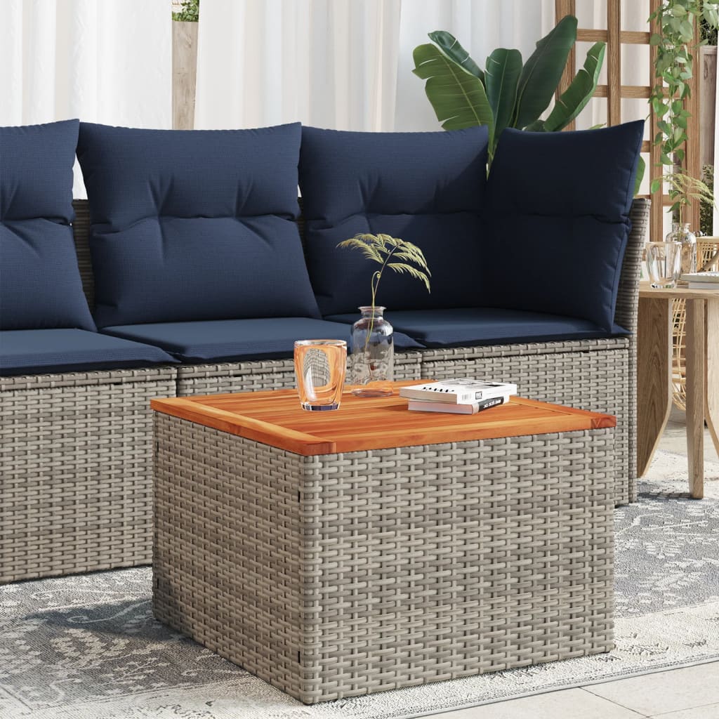 Tavolo da Giardino Grigio 55x55x37 cm Polyrattan e Legno Acacia - homemem39