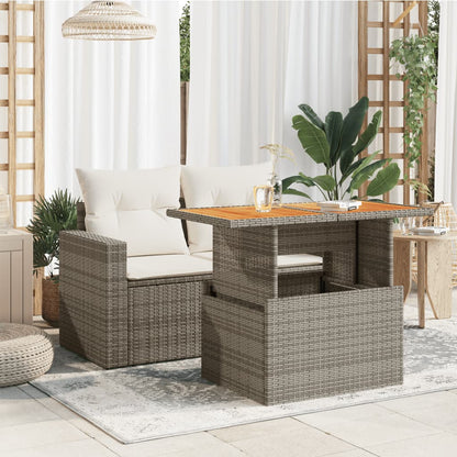 Tavolo Giardino Grigio 100x55x73 cm Polyrattan e Legno Acacia - homemem39