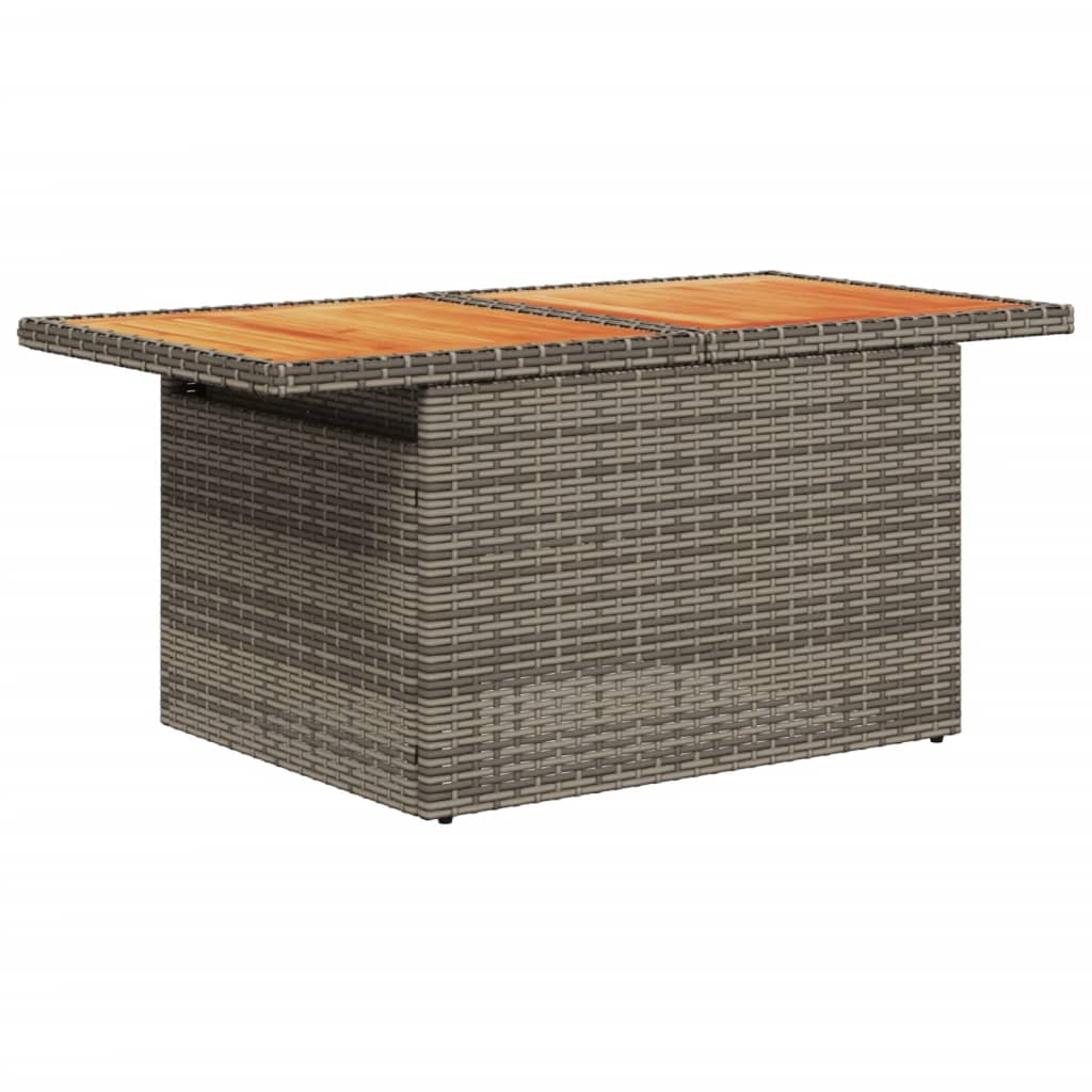 Tavolo Giardino Grigio 100x55x73 cm Polyrattan e Legno Acacia - homemem39