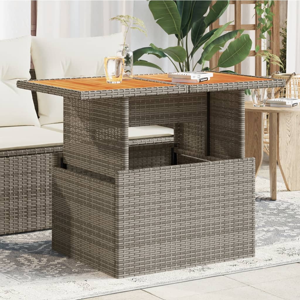 Tavolo Giardino Grigio 100x55x73 cm Polyrattan e Legno Acacia - homemem39