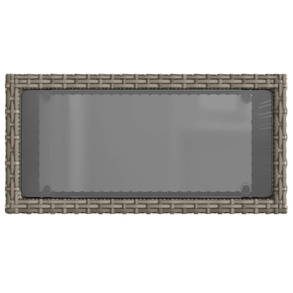 Tavolino Giardino Piano Vetro Grigio 58x27,5x55 cm Polyrattan - homemem39