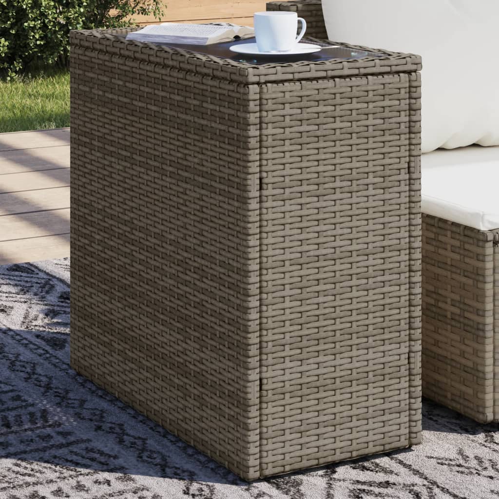 Tavolino Giardino Piano Vetro Grigio 58x27,5x55 cm Polyrattan - homemem39