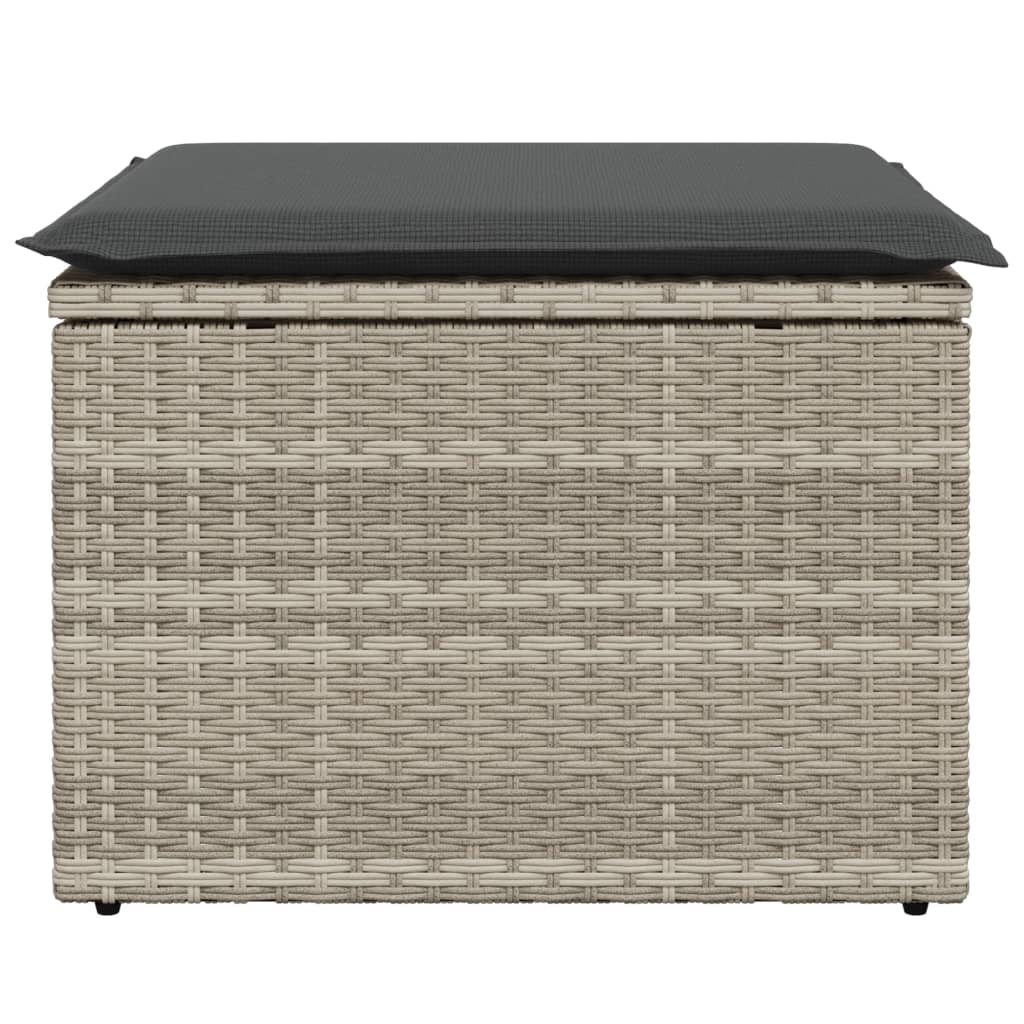 Sgabello Giardino e Cuscino Grigio Chiaro 55x55x37cm Polyrattan