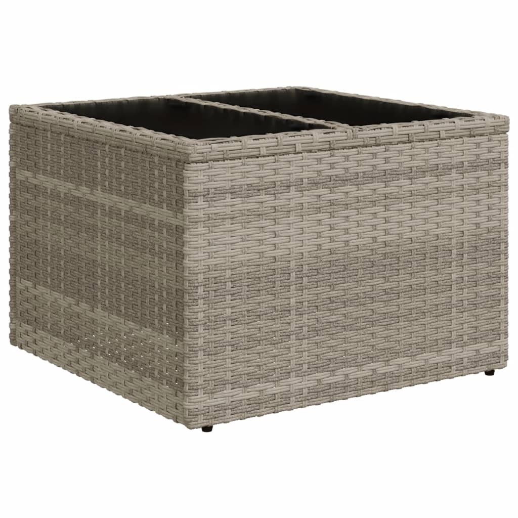 Tavolo Giardino Piano Vetro Grigio Chiaro 55x55x37cm Polyrattan - homemem39