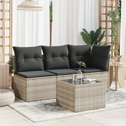 Tavolo Giardino Piano Vetro Grigio Chiaro 55x55x37cm Polyrattan - homemem39