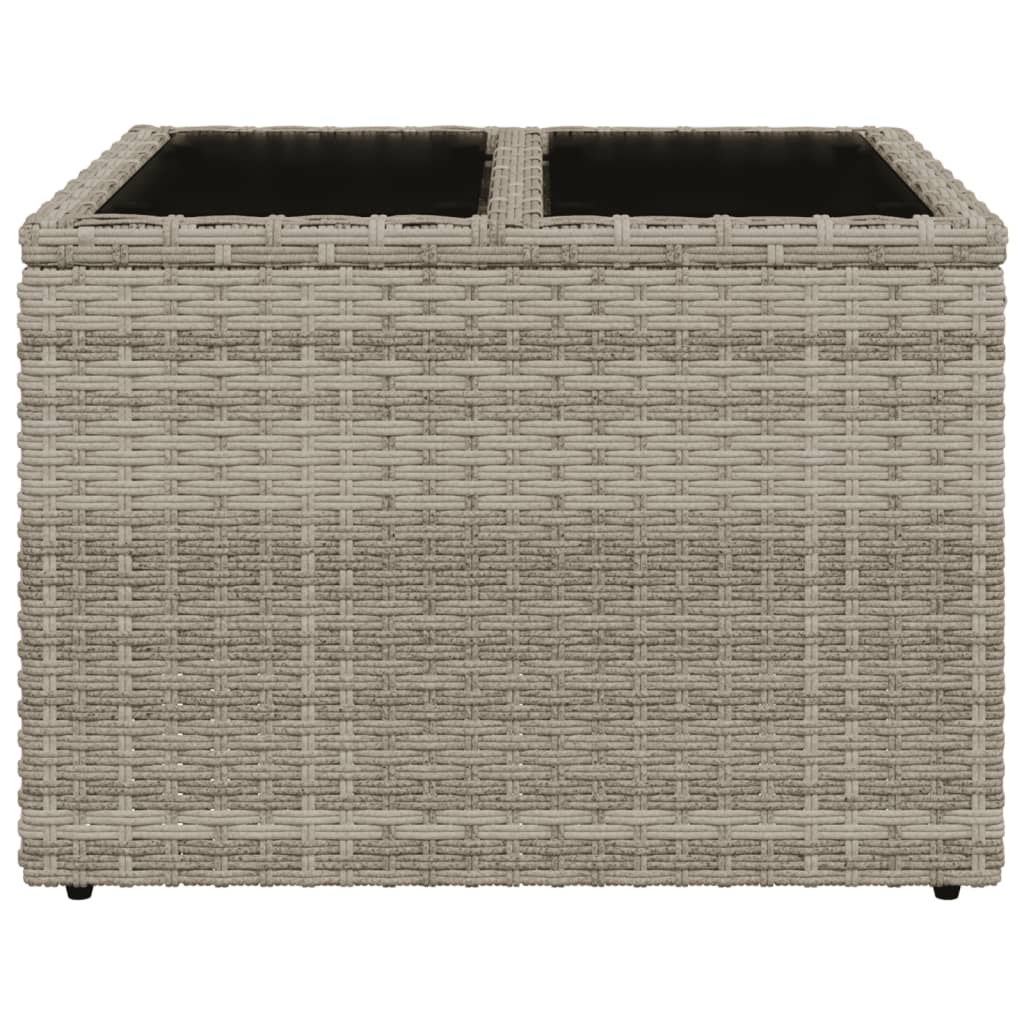 Tavolo Giardino Piano Vetro Grigio Chiaro 55x55x37cm Polyrattan - homemem39