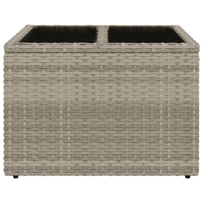 Tavolo Giardino Piano Vetro Grigio Chiaro 55x55x37cm Polyrattan - homemem39