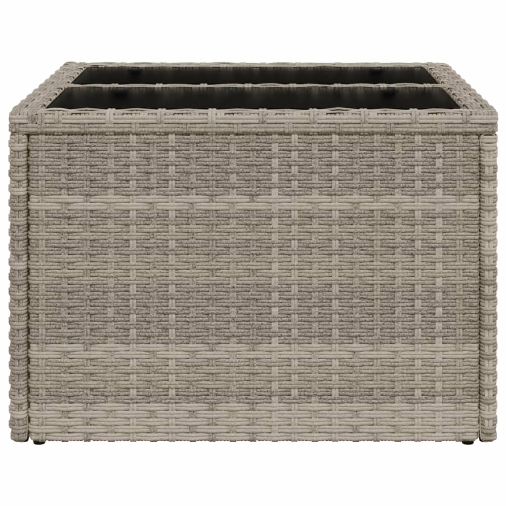 Tavolo Giardino Piano Vetro Grigio Chiaro 55x55x37cm Polyrattan - homemem39