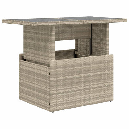 Tavolo Giardino Piano Vetro Grigio Chiaro 100x55x73 Polyrattan - homemem39