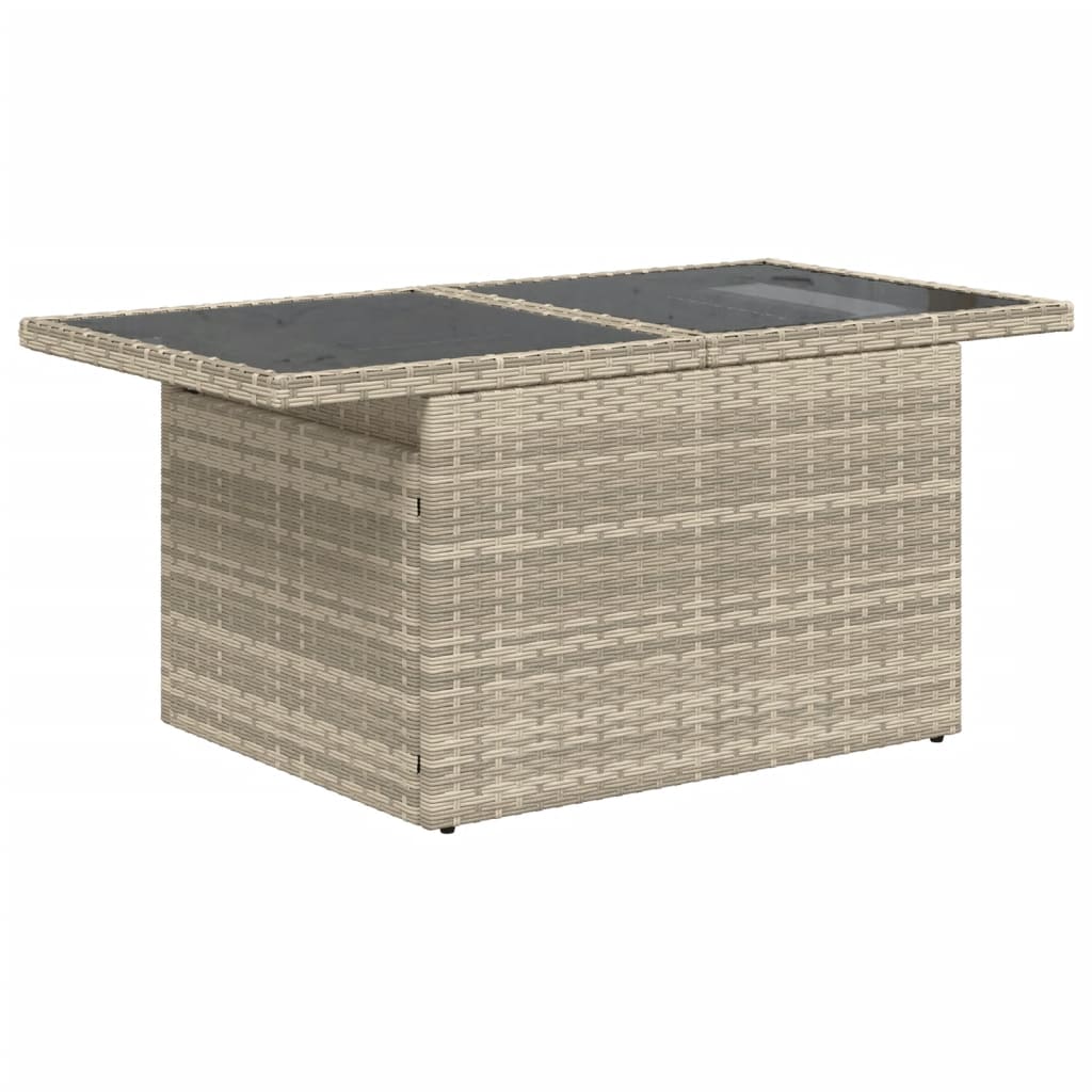 Tavolo Giardino Piano Vetro Grigio Chiaro 100x55x73 Polyrattan - homemem39