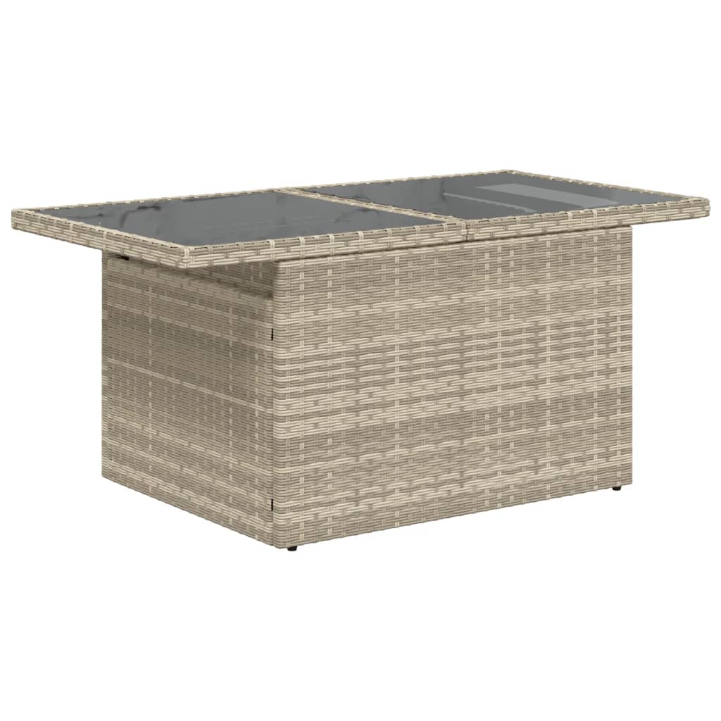 Tavolo Giardino Piano Vetro Grigio Chiaro 100x55x73 Polyrattan