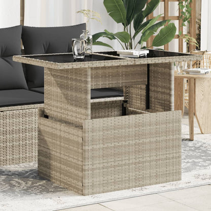 Tavolo Giardino Piano Vetro Grigio Chiaro 100x55x73 Polyrattan - homemem39