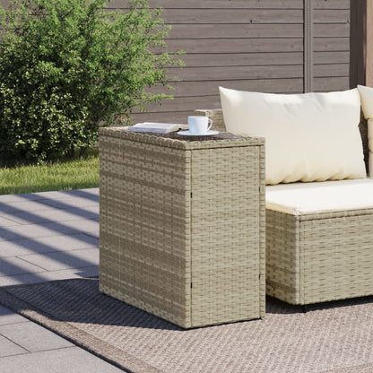 Tavolo Giardino Piano Vetro Grigio Chiaro 58x27,5x55 Polyrattan - homemem39