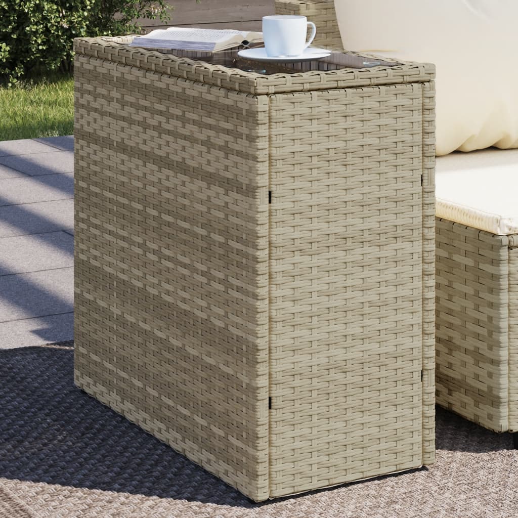 Tavolo Giardino Piano Vetro Grigio Chiaro 58x27,5x55 Polyrattan - homemem39