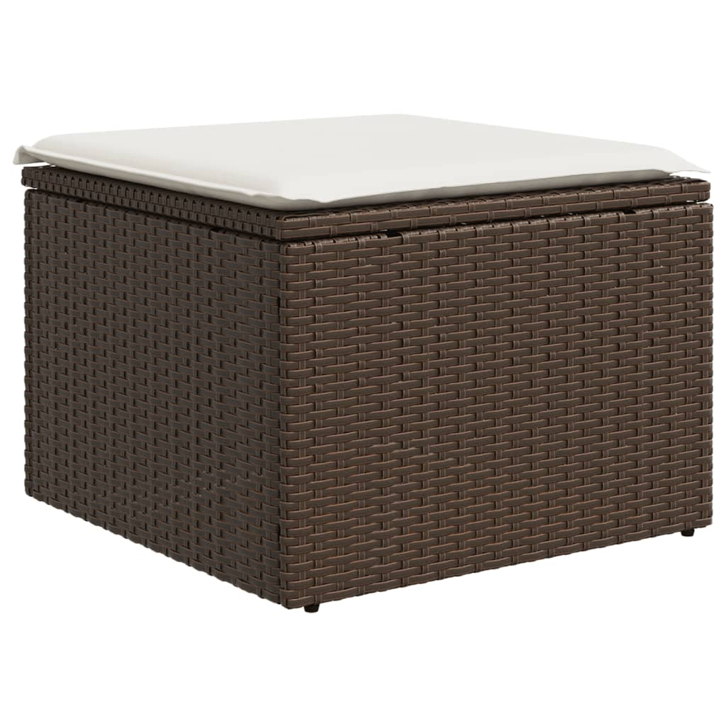 Sgabello Giardino con Cuscino Marrone 55x55x37 cm in Polyrattan - homemem39