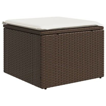 Sgabello Giardino con Cuscino Marrone 55x55x37 cm in Polyrattan - homemem39