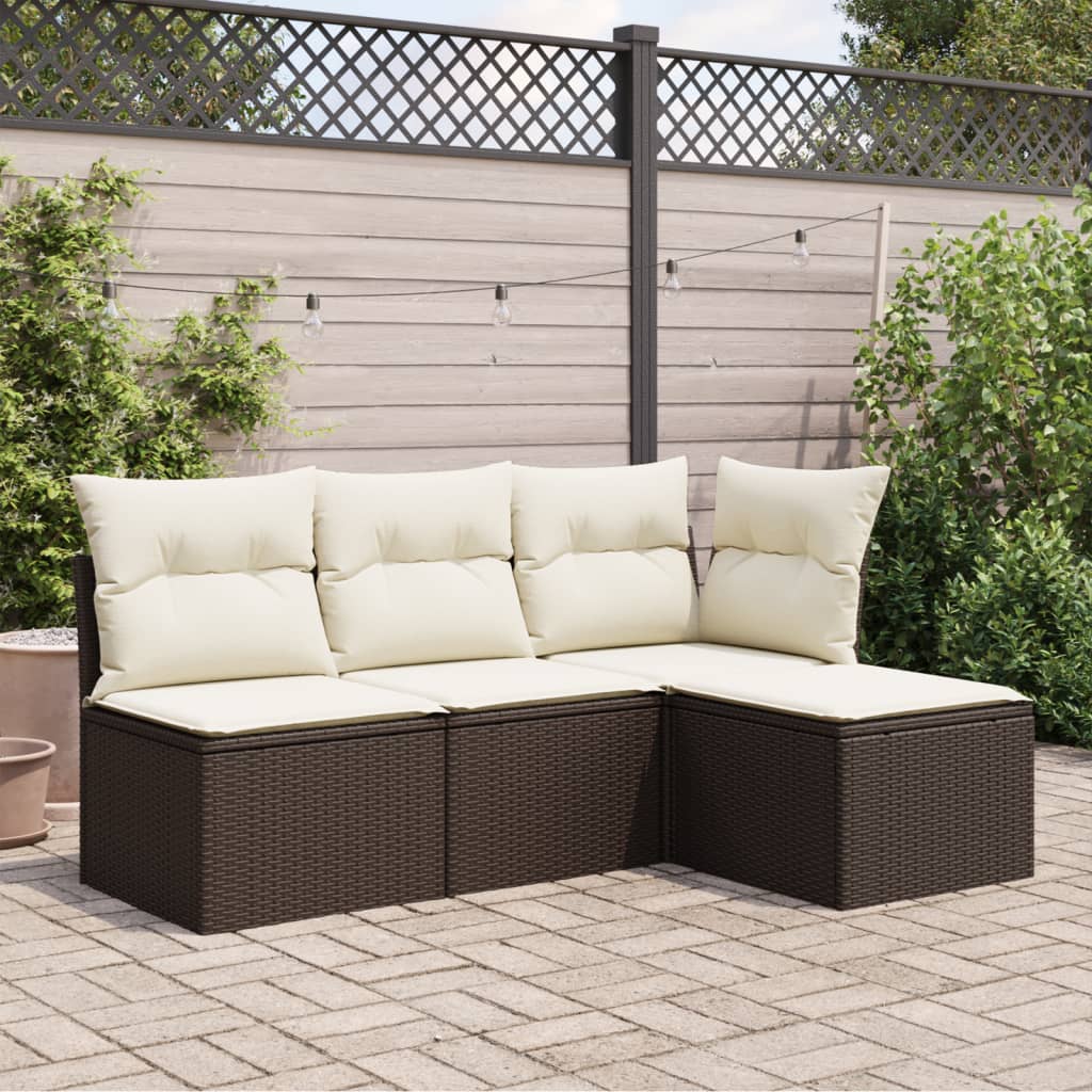 Sgabello Giardino con Cuscino Marrone 55x55x37 cm in Polyrattan - homemem39