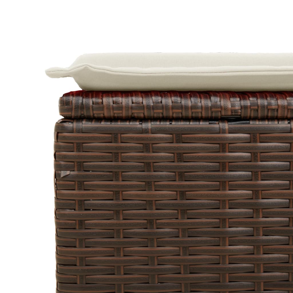 Sgabello Giardino con Cuscino Marrone 55x55x37 cm in Polyrattan - homemem39